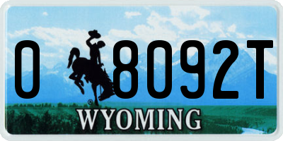 WY license plate 08092T