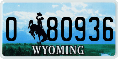 WY license plate 080936