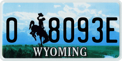 WY license plate 08093E