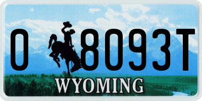 WY license plate 08093T
