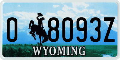 WY license plate 08093Z