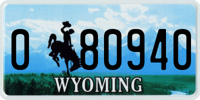 WY license plate 080940