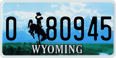 WY license plate 080945