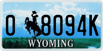 WY license plate 08094K