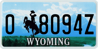 WY license plate 08094Z
