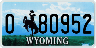 WY license plate 080952