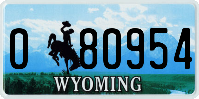WY license plate 080954