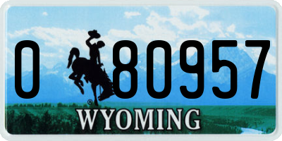 WY license plate 080957