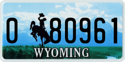 WY license plate 080961