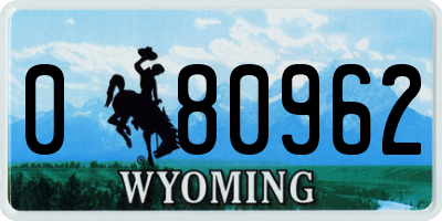WY license plate 080962
