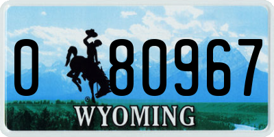 WY license plate 080967