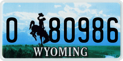 WY license plate 080986