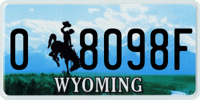 WY license plate 08098F