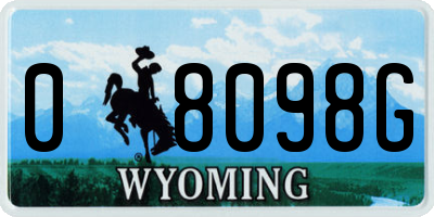 WY license plate 08098G