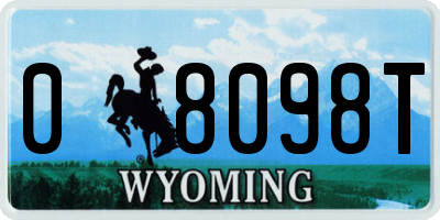 WY license plate 08098T