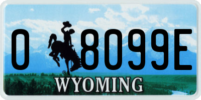 WY license plate 08099E