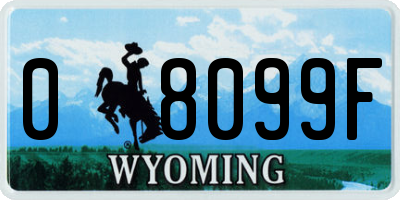 WY license plate 08099F