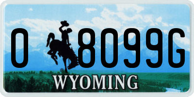 WY license plate 08099G
