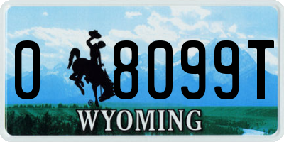 WY license plate 08099T
