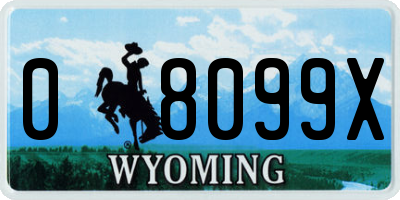 WY license plate 08099X