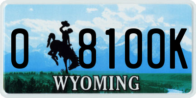 WY license plate 08100K