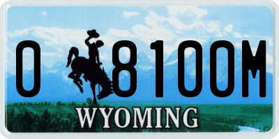 WY license plate 08100M