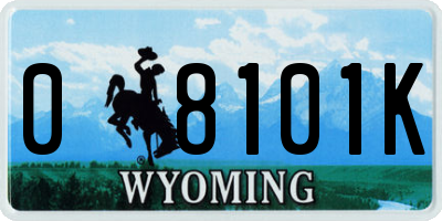 WY license plate 08101K