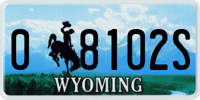 WY license plate 08102S