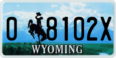 WY license plate 08102X