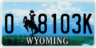 WY license plate 08103K