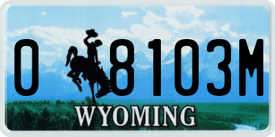 WY license plate 08103M