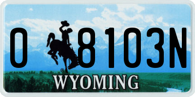 WY license plate 08103N