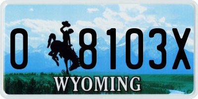 WY license plate 08103X