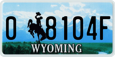 WY license plate 08104F