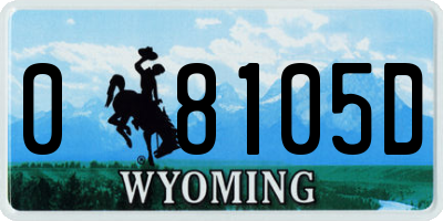 WY license plate 08105D