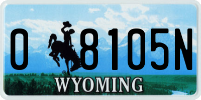 WY license plate 08105N
