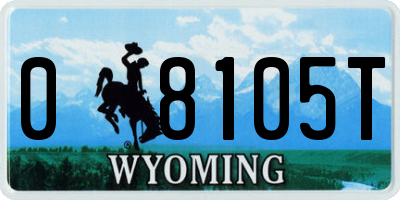 WY license plate 08105T
