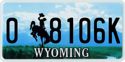 WY license plate 08106K