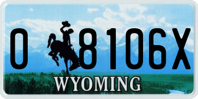 WY license plate 08106X