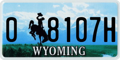 WY license plate 08107H