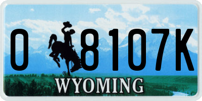 WY license plate 08107K