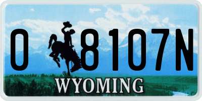 WY license plate 08107N