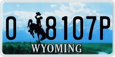 WY license plate 08107P