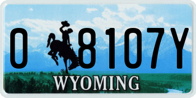 WY license plate 08107Y