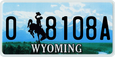 WY license plate 08108A