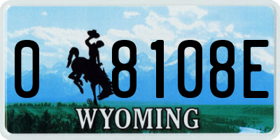 WY license plate 08108E