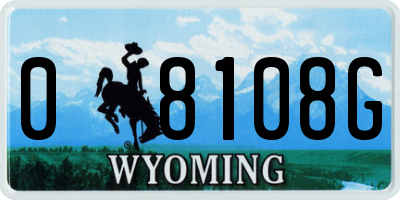 WY license plate 08108G