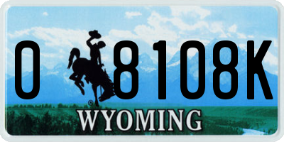 WY license plate 08108K