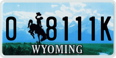 WY license plate 08111K