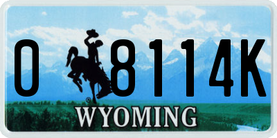WY license plate 08114K